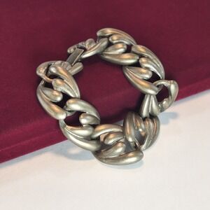Vintage Erwin Pearl P.E.P. Silver Tone Chunky Modernist Scroll Link Bracelet